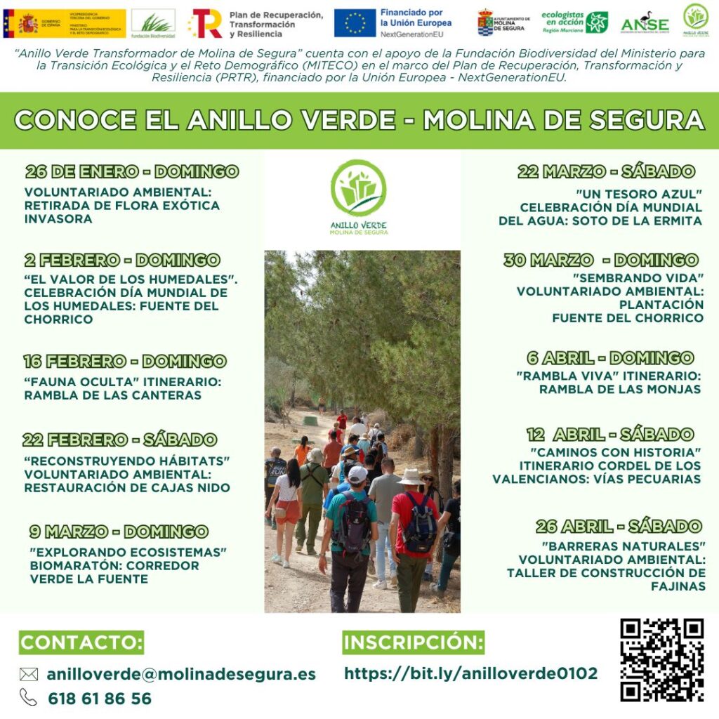 M. Ambiente Molina Proyecto 'ANILLO VERDE' Nuevo calendario de actividades hasta abril 2025 CARTEL