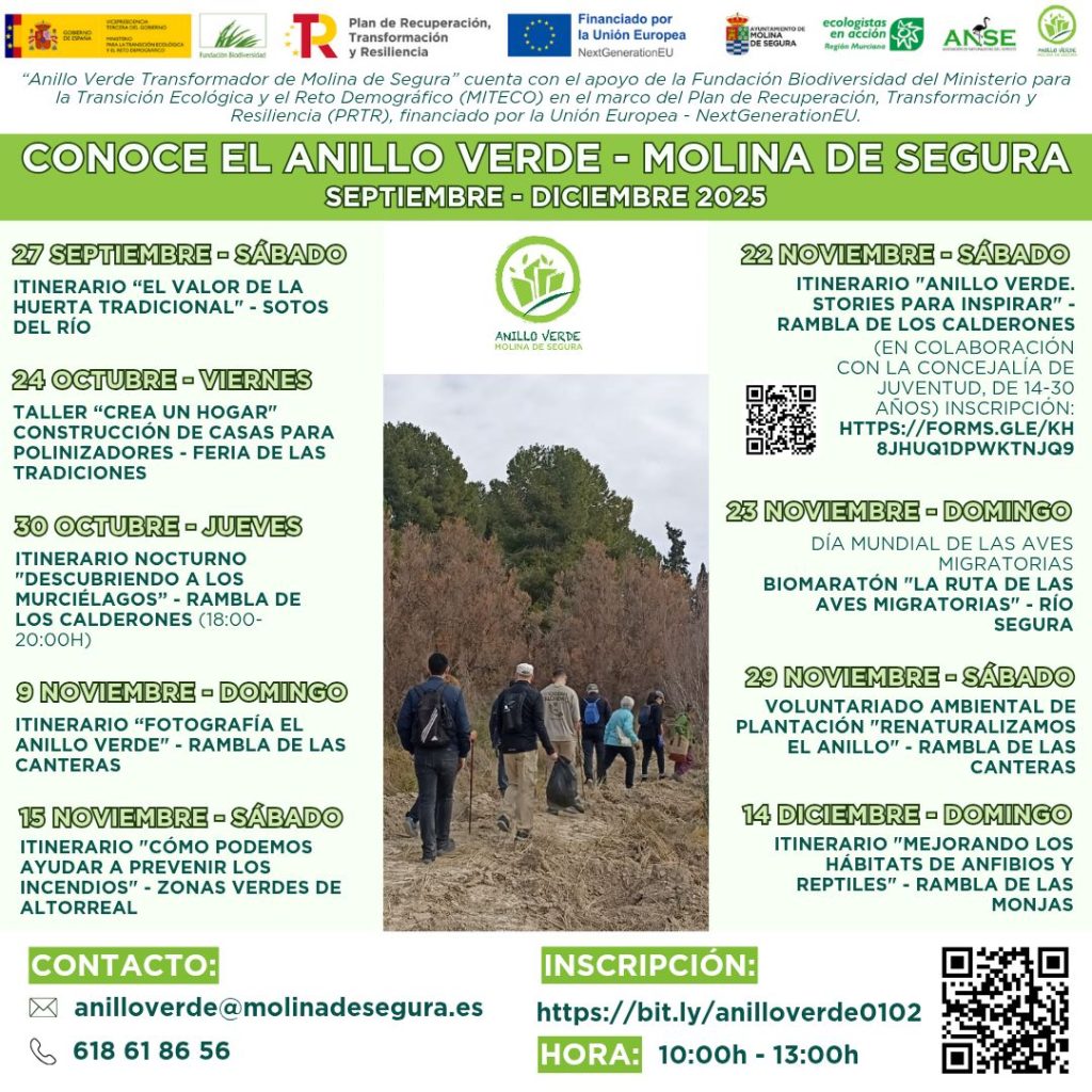 Medio Ambiente Molina Proyecto 'ANILLO VERDE' Programa actividades octubre diciembre 2025 CARTEL